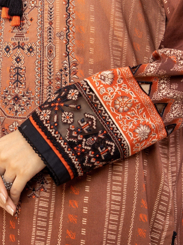 EWU22V13-24046 Unstitched Light Brown Embroidered Viscose 3 Piece