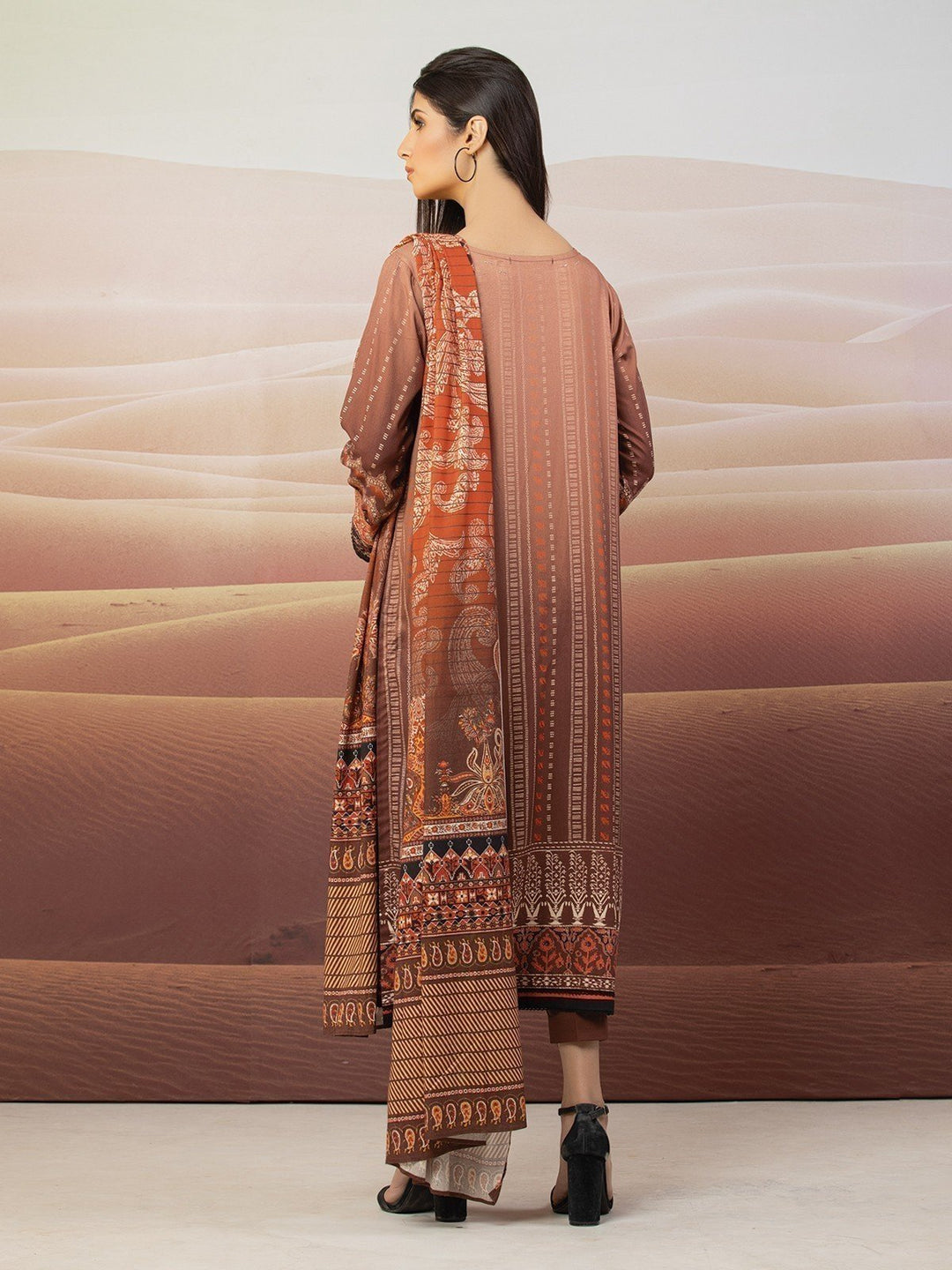 EWU22V13-24046 Unstitched Light Brown Embroidered Viscose 3 Piece