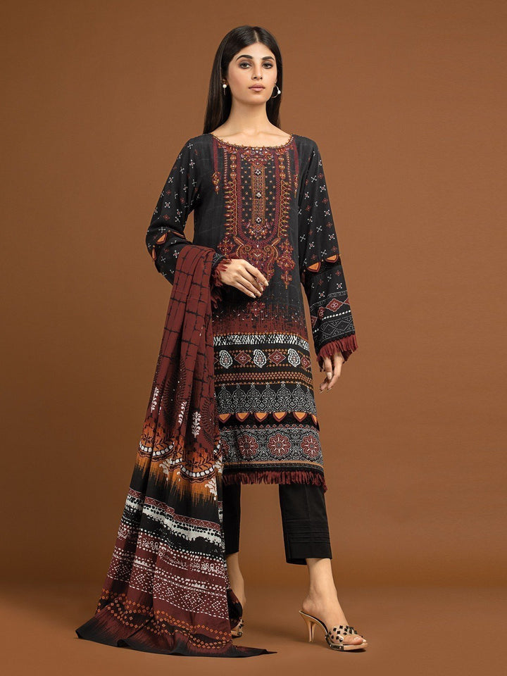 EWU22V13-24048 Unstitched Black Embroidered Viscose 3 Piece