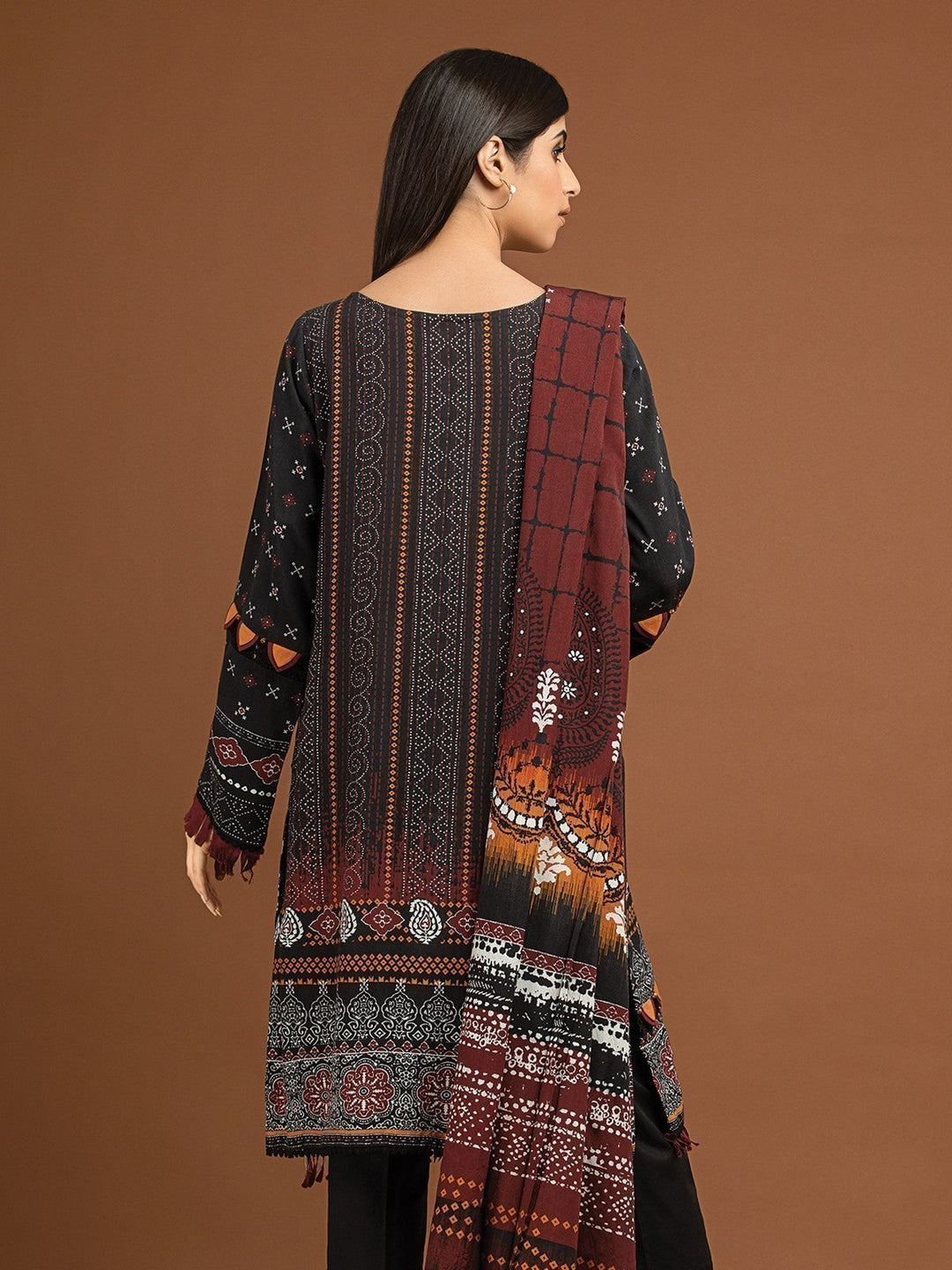 EWU22V13-24048 Unstitched Black Embroidered Viscose 3 Piece