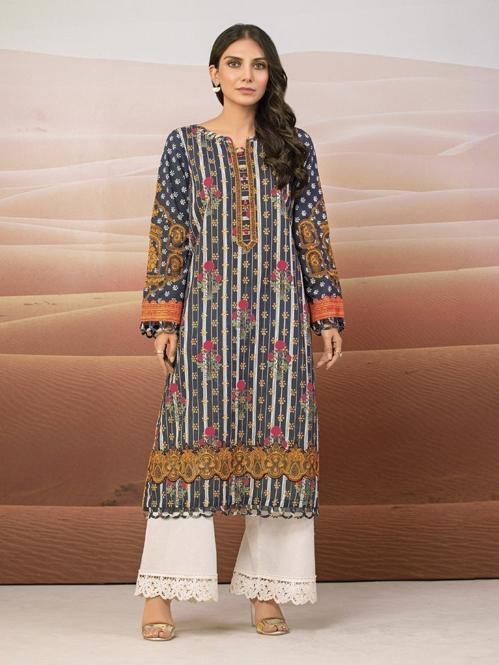 EWU22V9-25043S Unstitched Charcoal Embroidered Cotton Satin 1 Piece