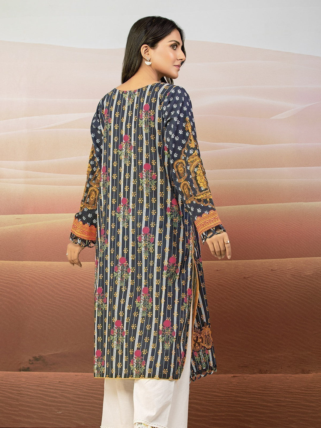 EWU22V9-25043S Unstitched Charcoal Embroidered Cotton Satin 1 Piece