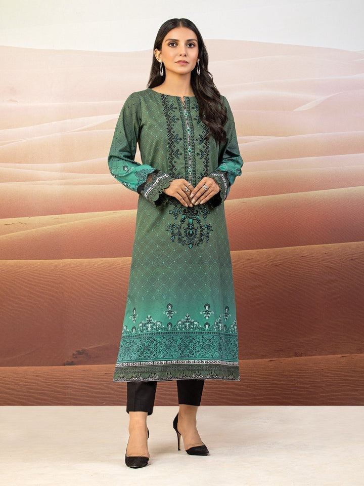 EWU22V9-25046 Unstitched Sea Green Embroidered Cotton Satin 1 Piece