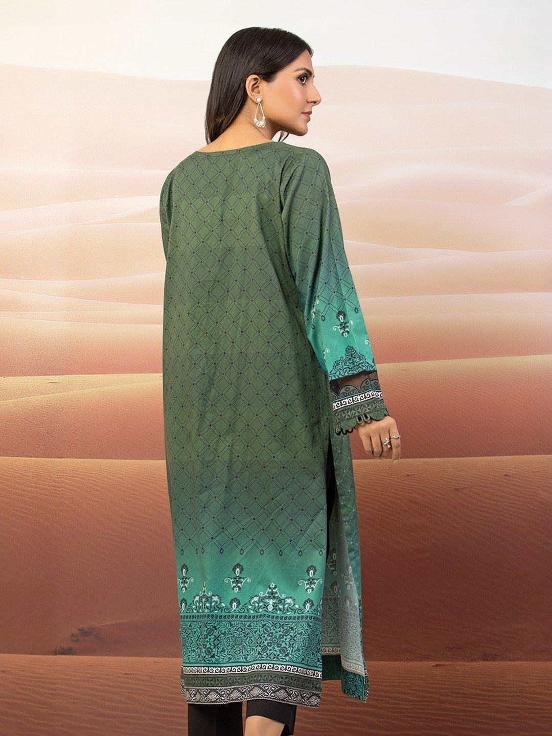 EWU22V9-25046 Unstitched Sea Green Embroidered Cotton Satin 1 Piece