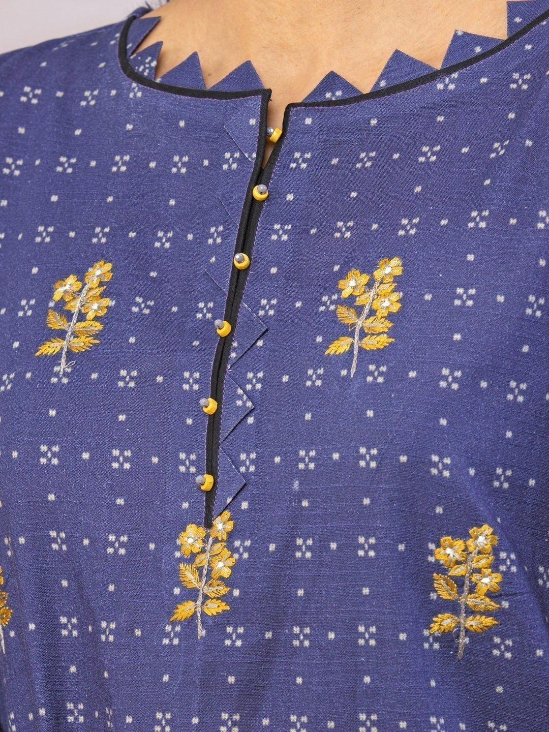 EWU22V9-25048 Unstitched Navy Blue Embroidered Cotton Satin 1 Piece