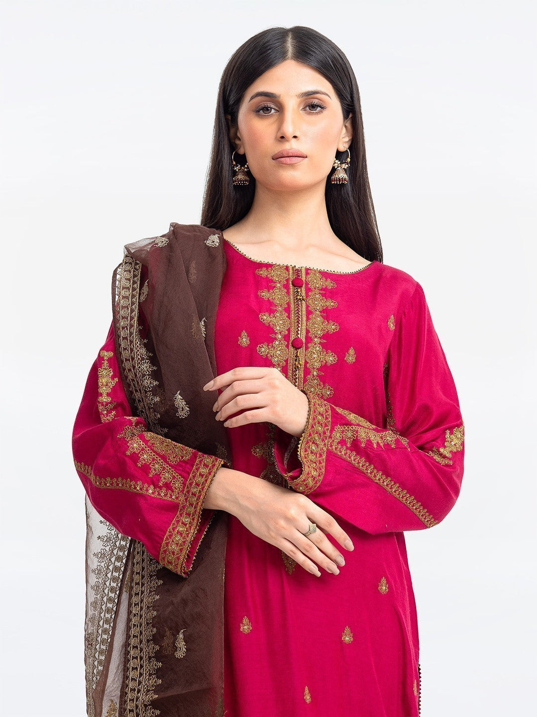 Pret 3Pc Embroidered Raw Silk Suit - EWTKE23-68758-3P