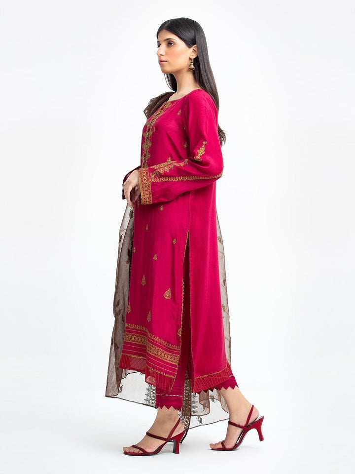 Pret 3Pc Embroidered Raw Silk Suit - EWTKE23-68758-3P