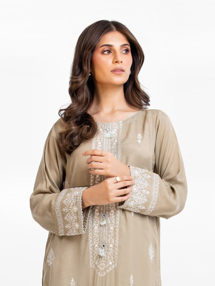 Pret 2Pc Embroidered Raw Silk Shirt Trouser - EWTKE23-68799ST