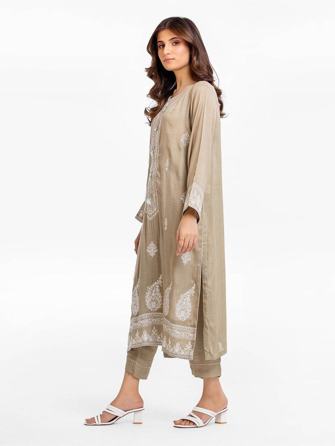 Pret 2Pc Embroidered Raw Silk Shirt Trouser - EWTKE23-68799ST
