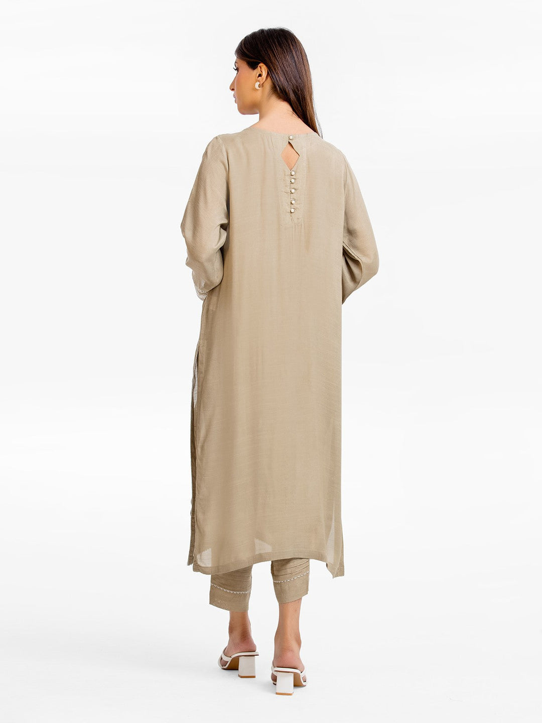 Pret 2Pc Embroidered Raw Silk Shirt Trouser - EWTKE23-68799ST