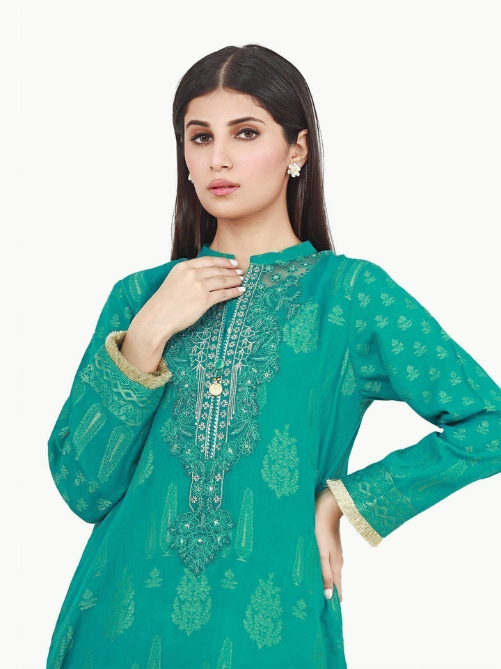 Pret 1Pc Embroidered Cotton Jacquard Shirt - EWTKE22-67738