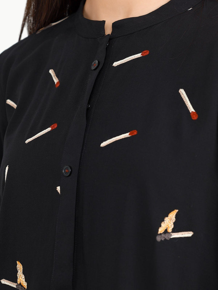 Pret 1Pc Embroidered Cotton Linen Shirt - EWTKE22-68419S