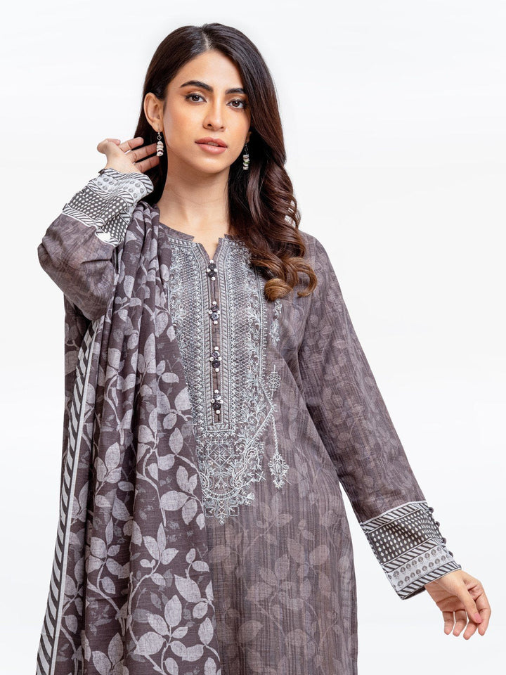 Pret 2Pc Embroidered Khaddar Shirt Dupatta - EWTKE22-68602SD
