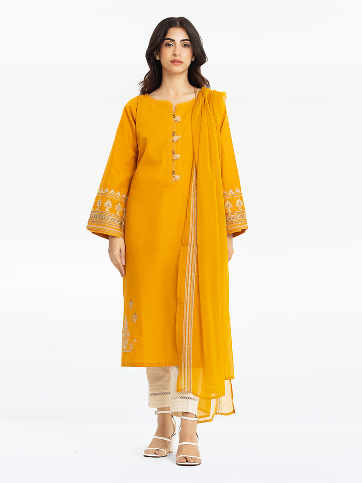 Pret 2Pc Embroidered Khaddar Shirt Dupatta - EWTKE23-68729SD