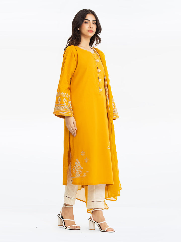 Pret 2Pc Embroidered Khaddar Shirt Dupatta - EWTKE23-68729SD