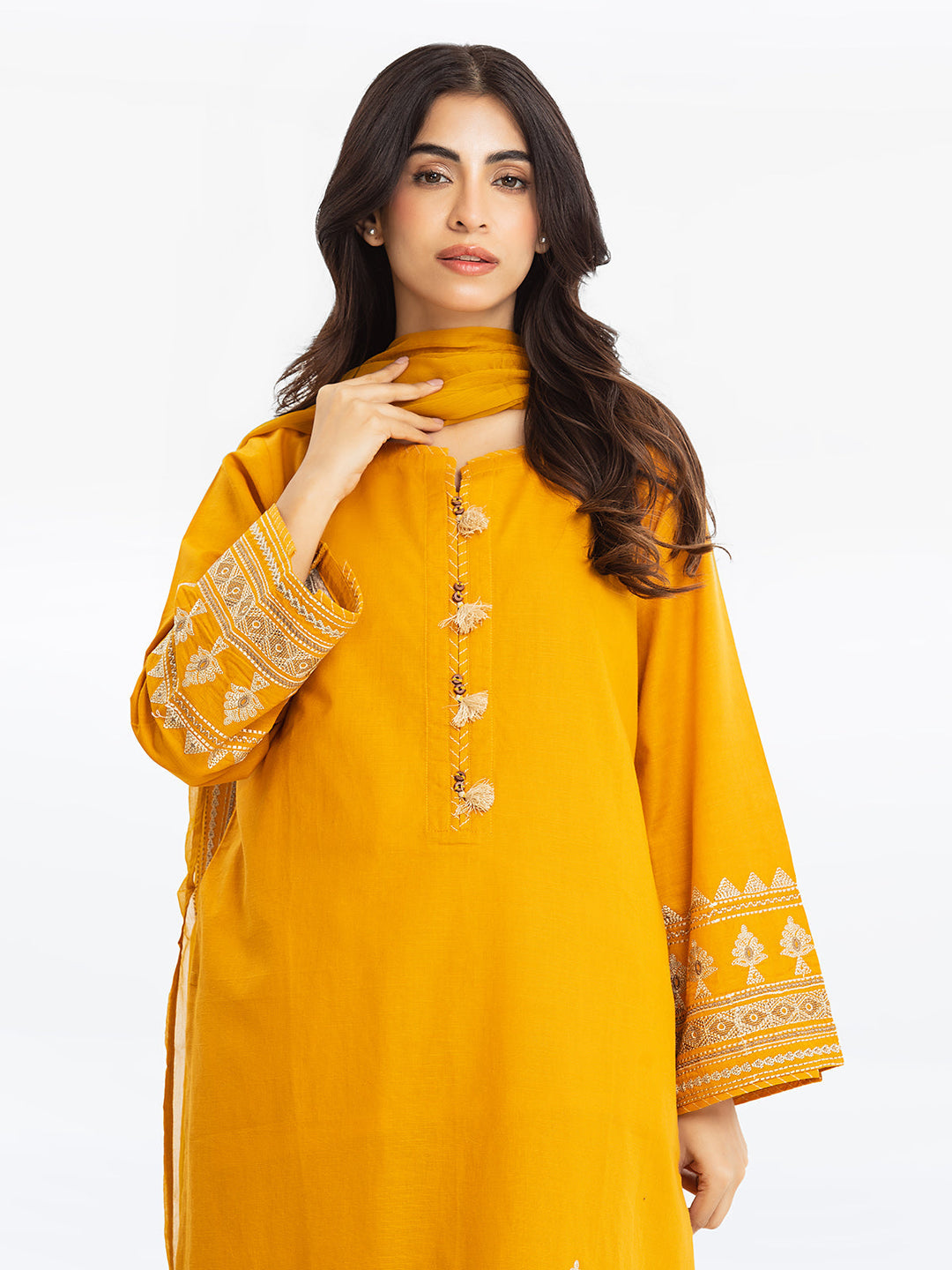 Pret 2Pc Embroidered Khaddar Shirt Dupatta - EWTKE23-68729SD
