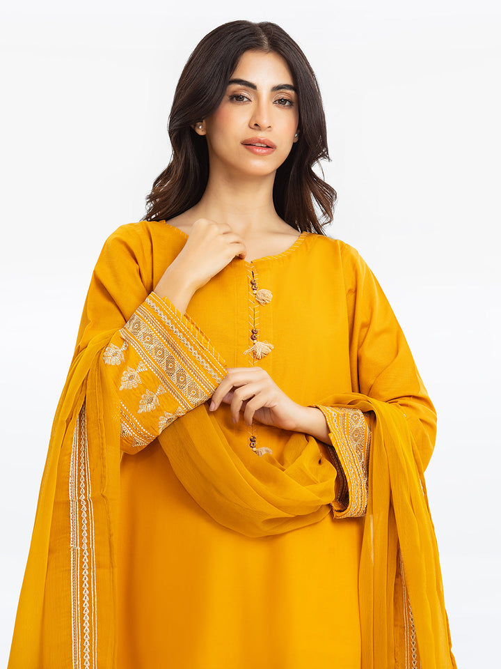 Pret 2Pc Embroidered Khaddar Shirt Dupatta - EWTKE23-68729SD