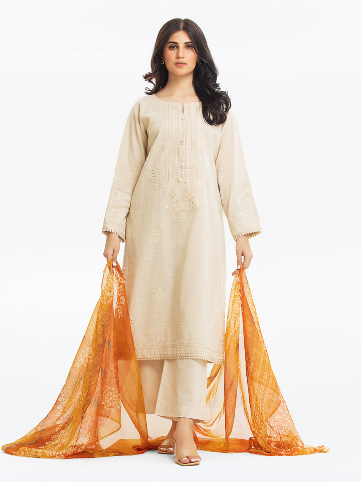 Pret 3Pc Embroidered Khaddar Suit - EWTKE23-68769-3P