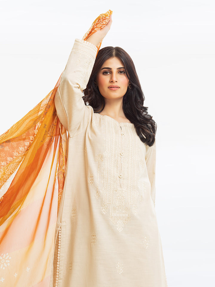 Pret 3Pc Embroidered Khaddar Suit - EWTKE23-68769-3P