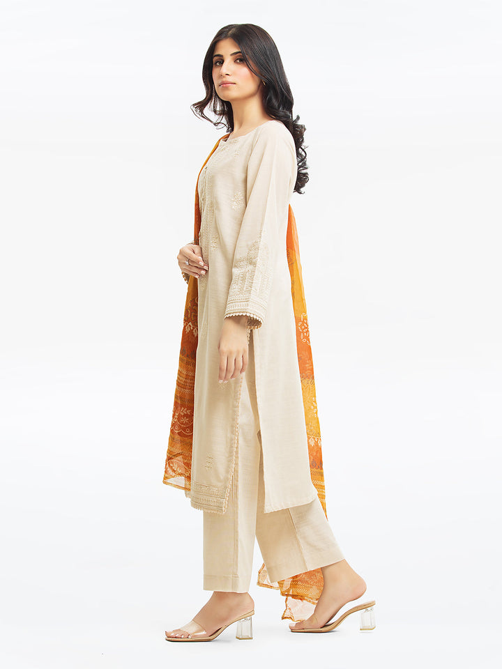 Pret 3Pc Embroidered Khaddar Suit - EWTKE23-68769-3P
