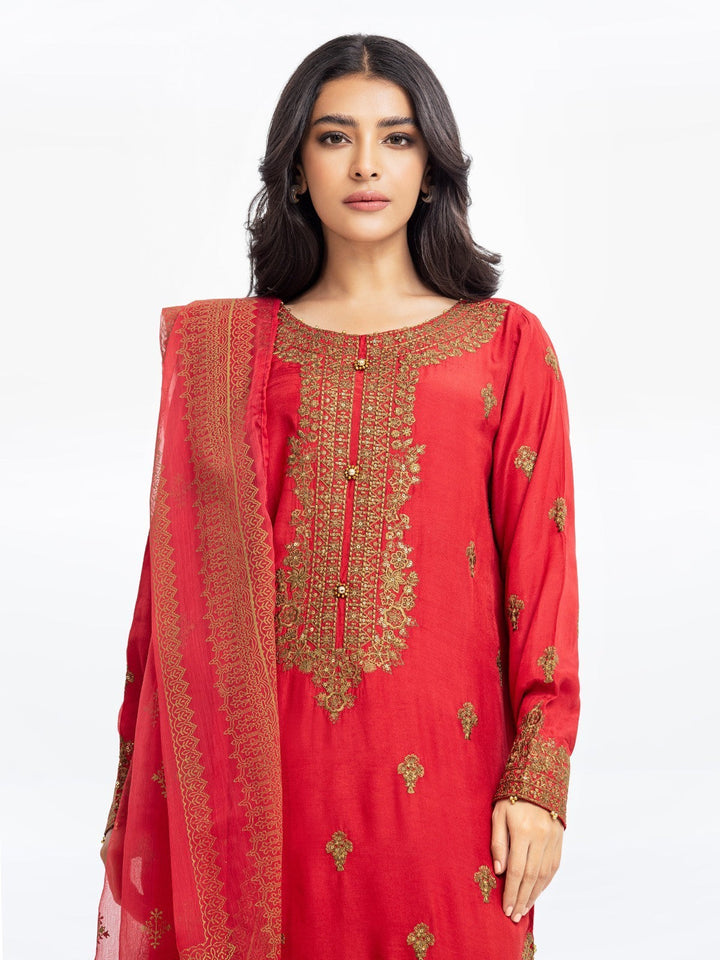 Pret 3Pc Embroidered Raw Silk Suit - EWTKE23-68776