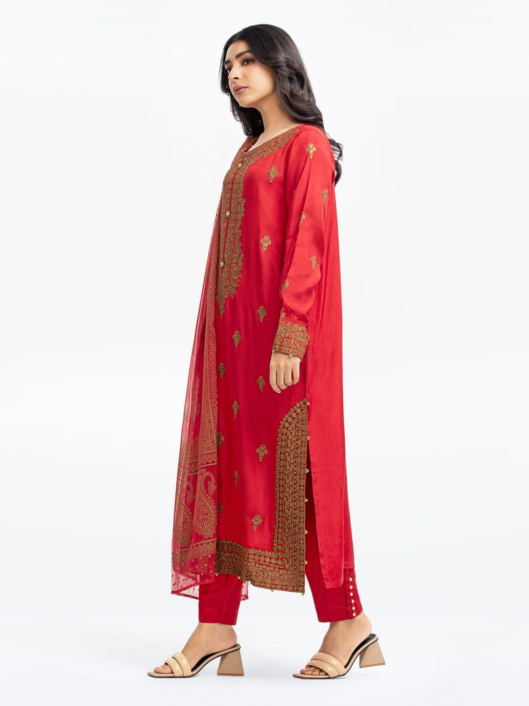 Pret 3Pc Embroidered Raw Silk Suit - EWTKE23-68776
