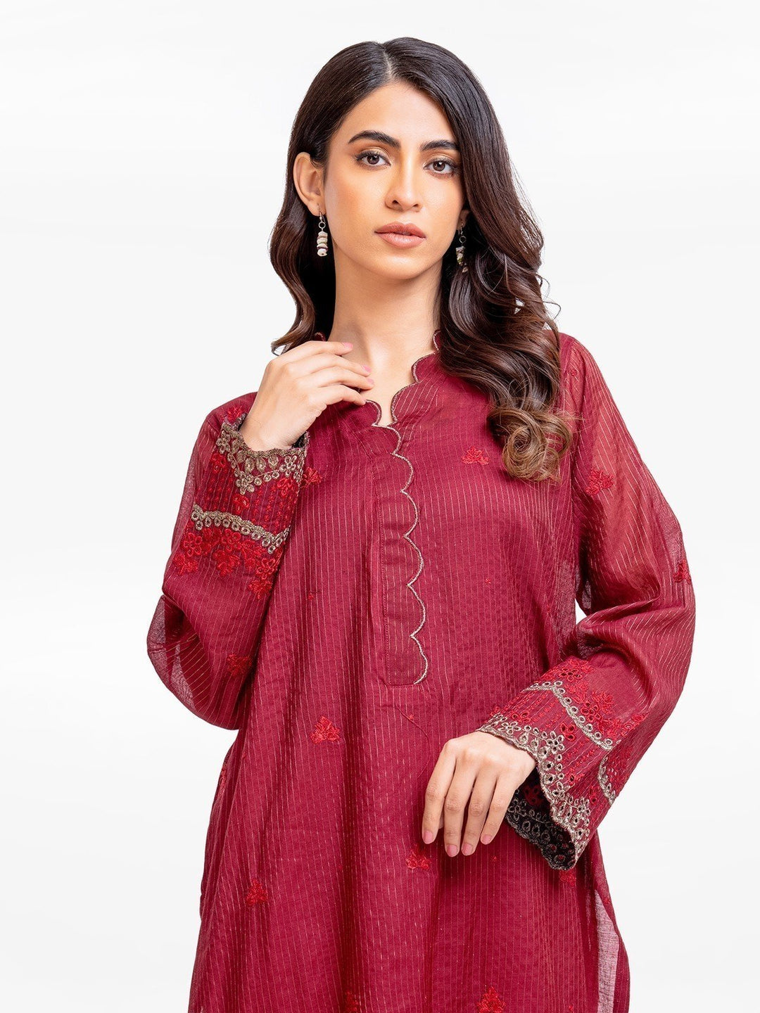 Pret 2Pc Embroidered Cotton Shirt Trouser - EWTKE23-68796ST