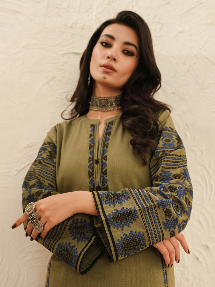 Pret 2Pc Embroidered Khaddar Shirt Trouser - EWTKE23-69417ST