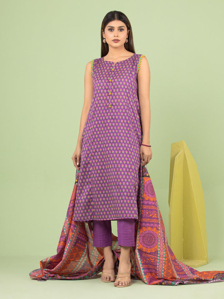 EWU23A1-26037 Unstitched Purple Printed Lawn 3 Piece