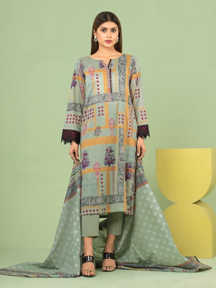 EWU23A1-26180 Unstitched Light Green Printed Lawn 3 Piece