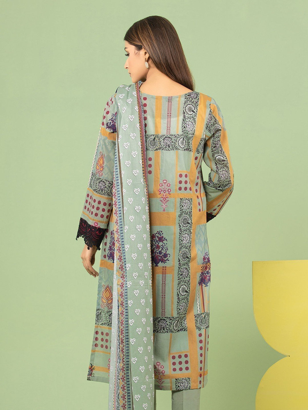 EWU23A1-26180 Unstitched Light Green Printed Lawn 3 Piece