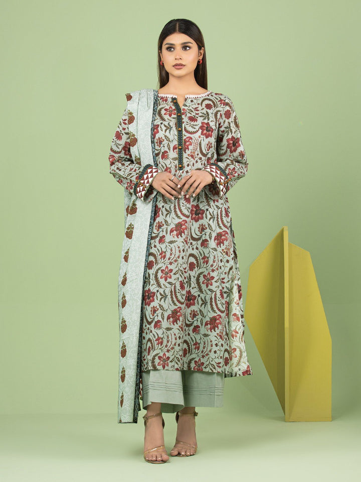EWU23A1-26185 Unstitched Light Jade Printed Lawn 3 Piece