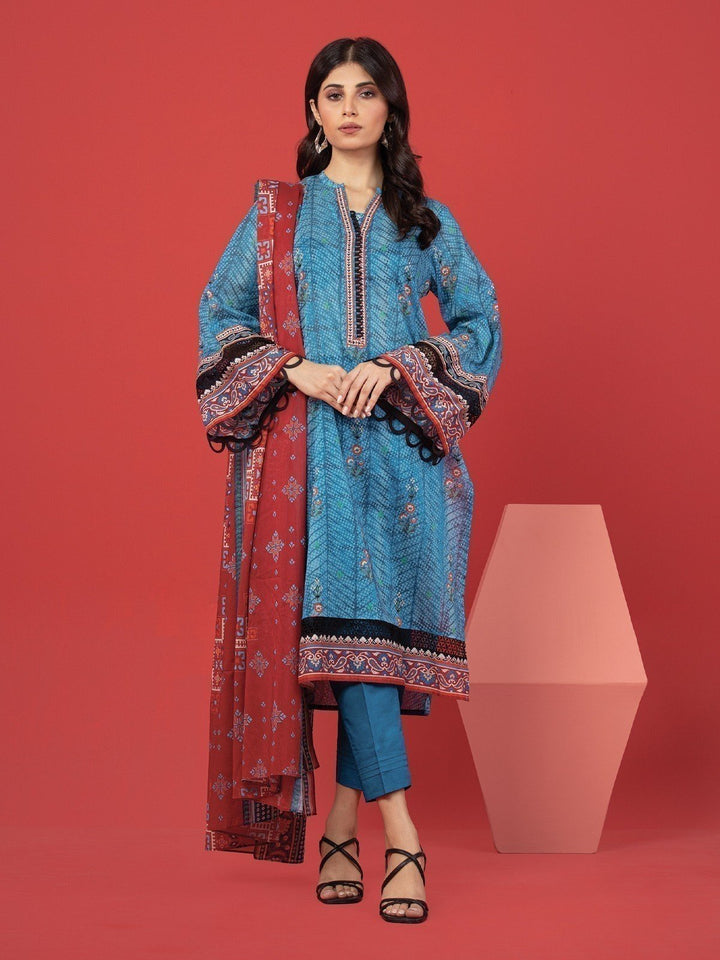 EWU23A1-26191 Unstitched Blue Printed Lawn 3 Piece