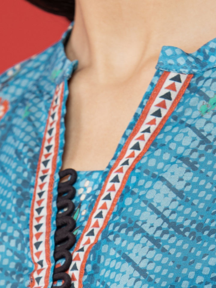 EWU23A1-26191 Unstitched Blue Printed Lawn 3 Piece
