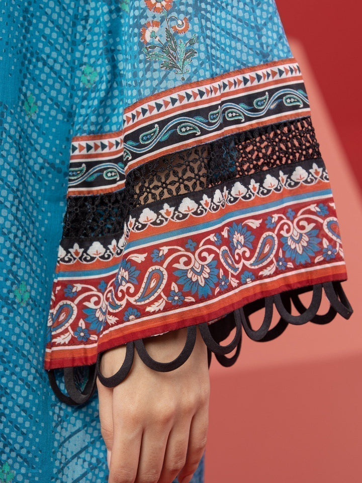 EWU23A1-26191 Unstitched Blue Printed Lawn 3 Piece