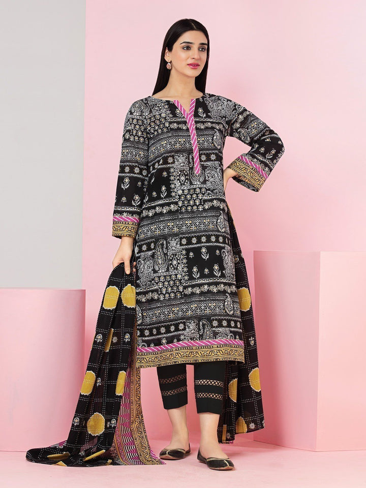 EWU23A1-26315 Unstitched Black Printed Lawn 3 Piece