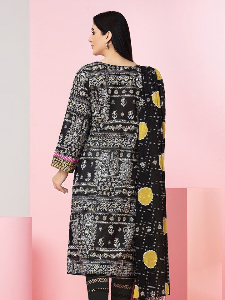 EWU23A1-26315 Unstitched Black Printed Lawn 3 Piece