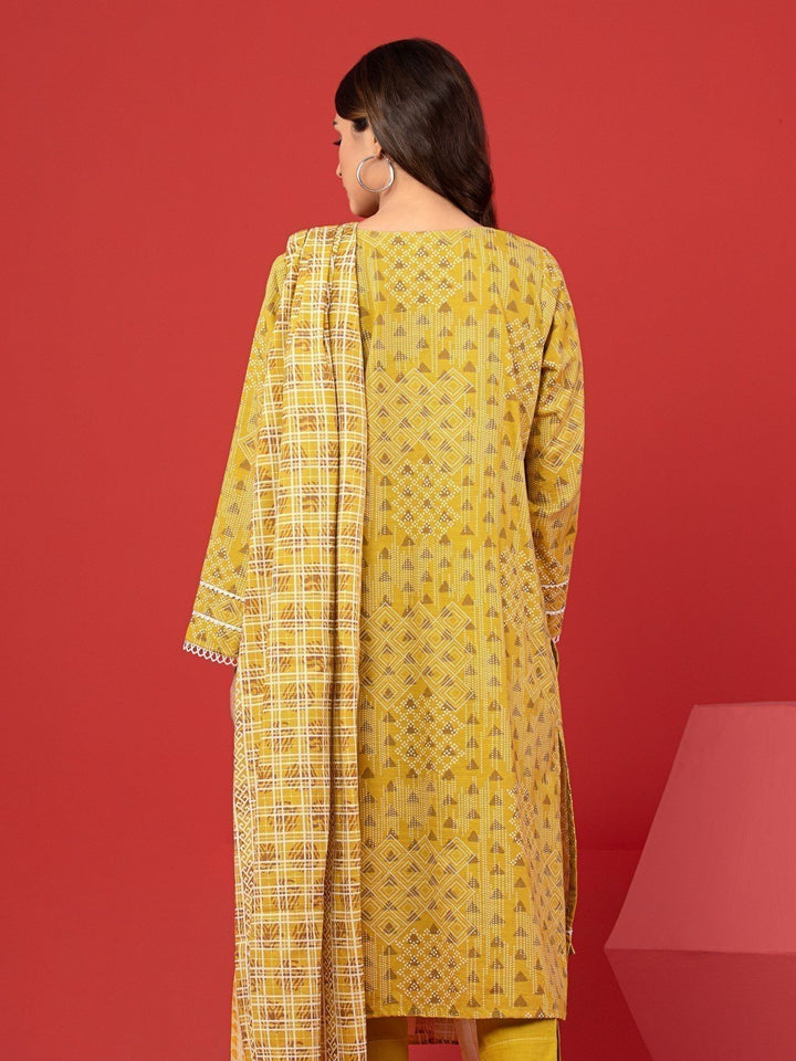 EWU23A1-26335 Unstitched Light Gold Printed Lawn 3 Piece