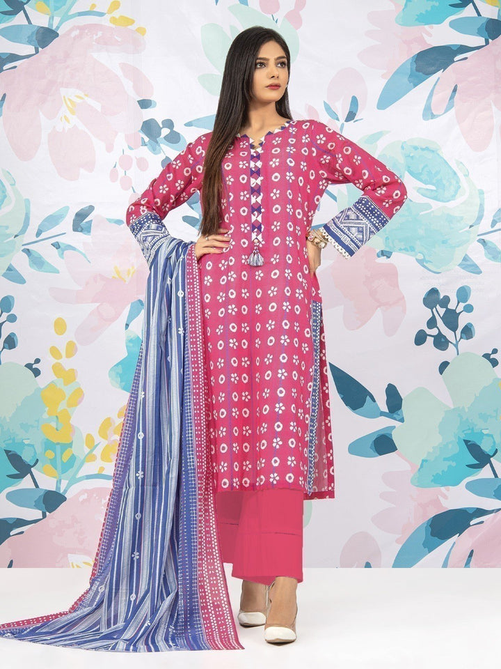 EWU23A1-26358 Unstitched Pink Printed Lawn 3 Piece