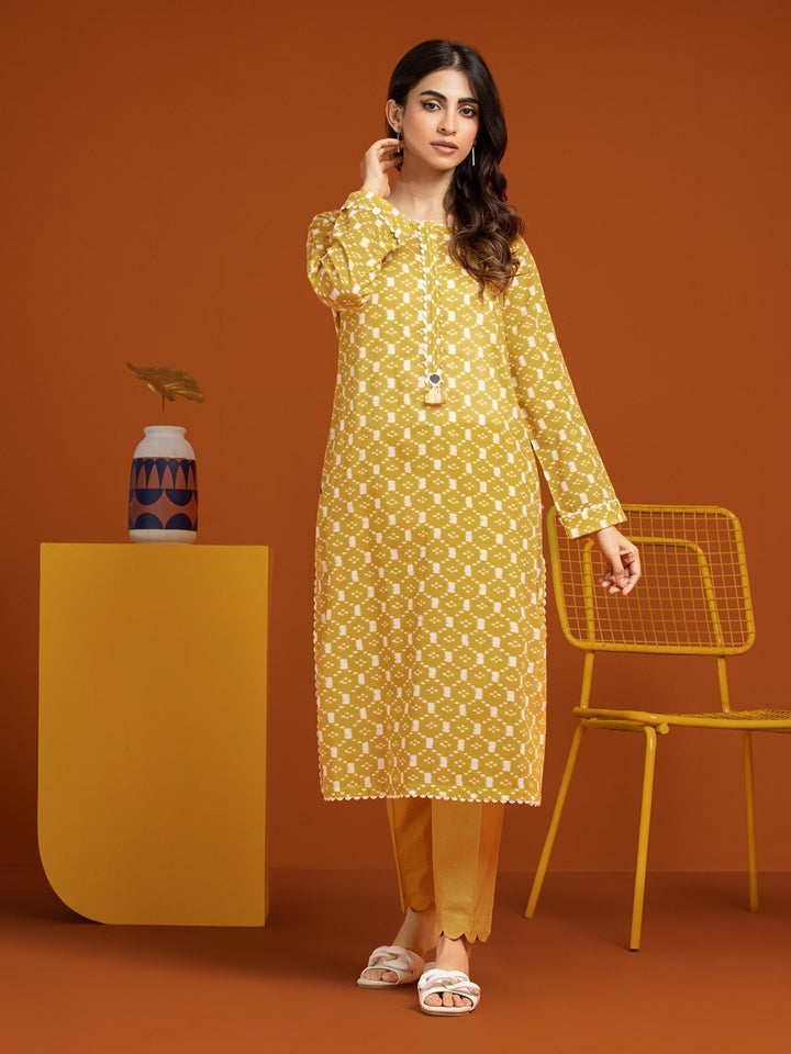 EWU23A3-26407ST Unstitched Mustard Printed Khaddar 2 Piece