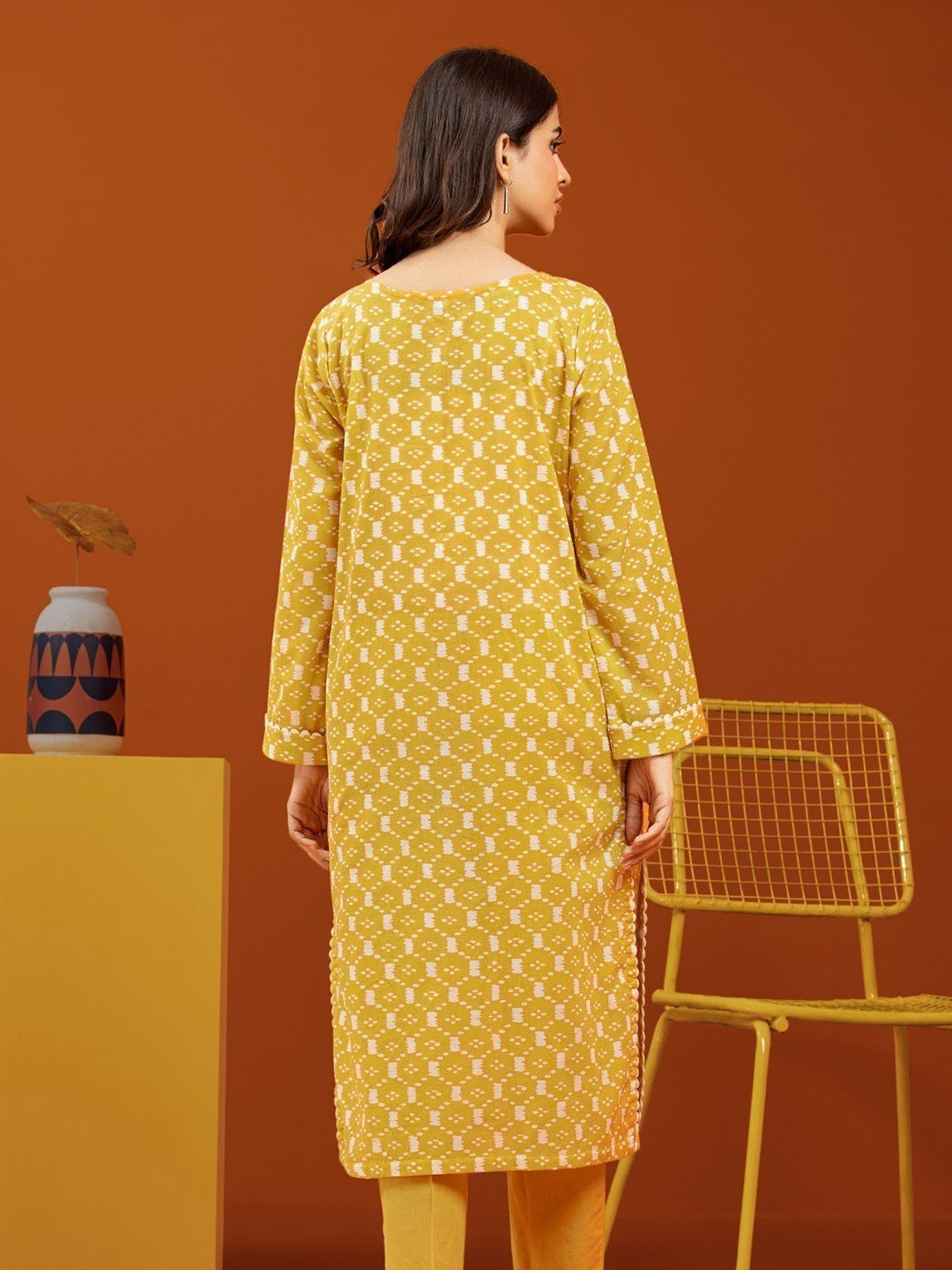 EWU23A3-26407ST Unstitched Mustard Printed Khaddar 2 Piece