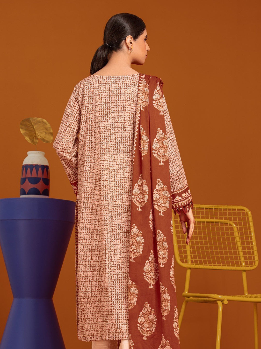 EWU23A3-27080-3P Unstitched Beige Printed Khaddar 3 Piece