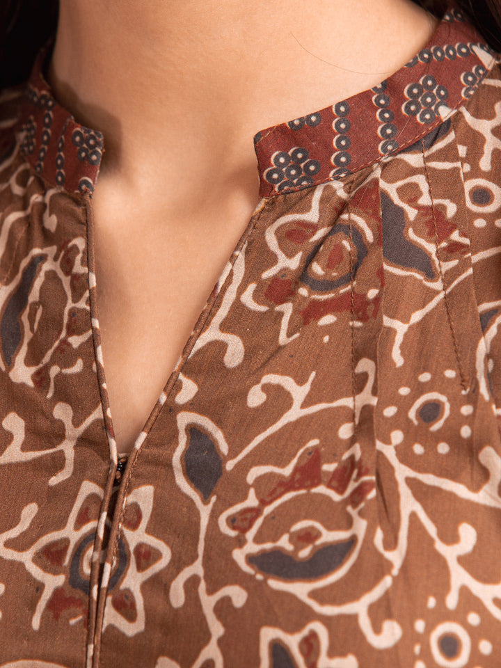 EWU23A3-27127-3P Unstitched Brown Printed Khaddar 3 Piece