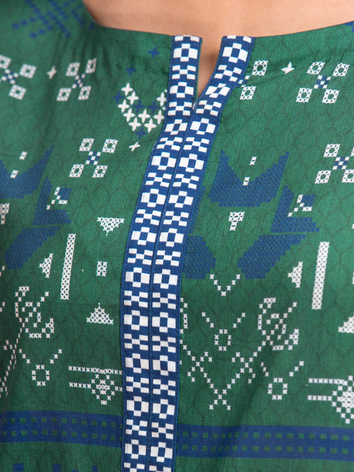 EWU23A3-27143-3P Unstitched Dark Teal Printed Khaddar 3 Piece