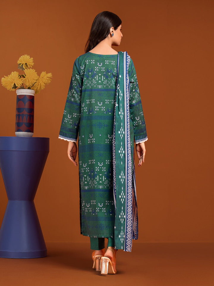 EWU23A3-27143-3P Unstitched Dark Teal Printed Khaddar 3 Piece