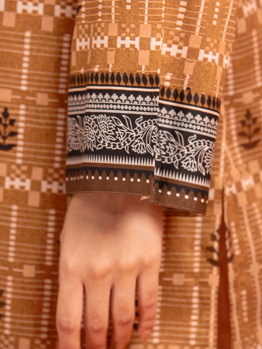 EWU23A3-27181-3P Unstitched Light Brown Printed Khaddar 3 Piece