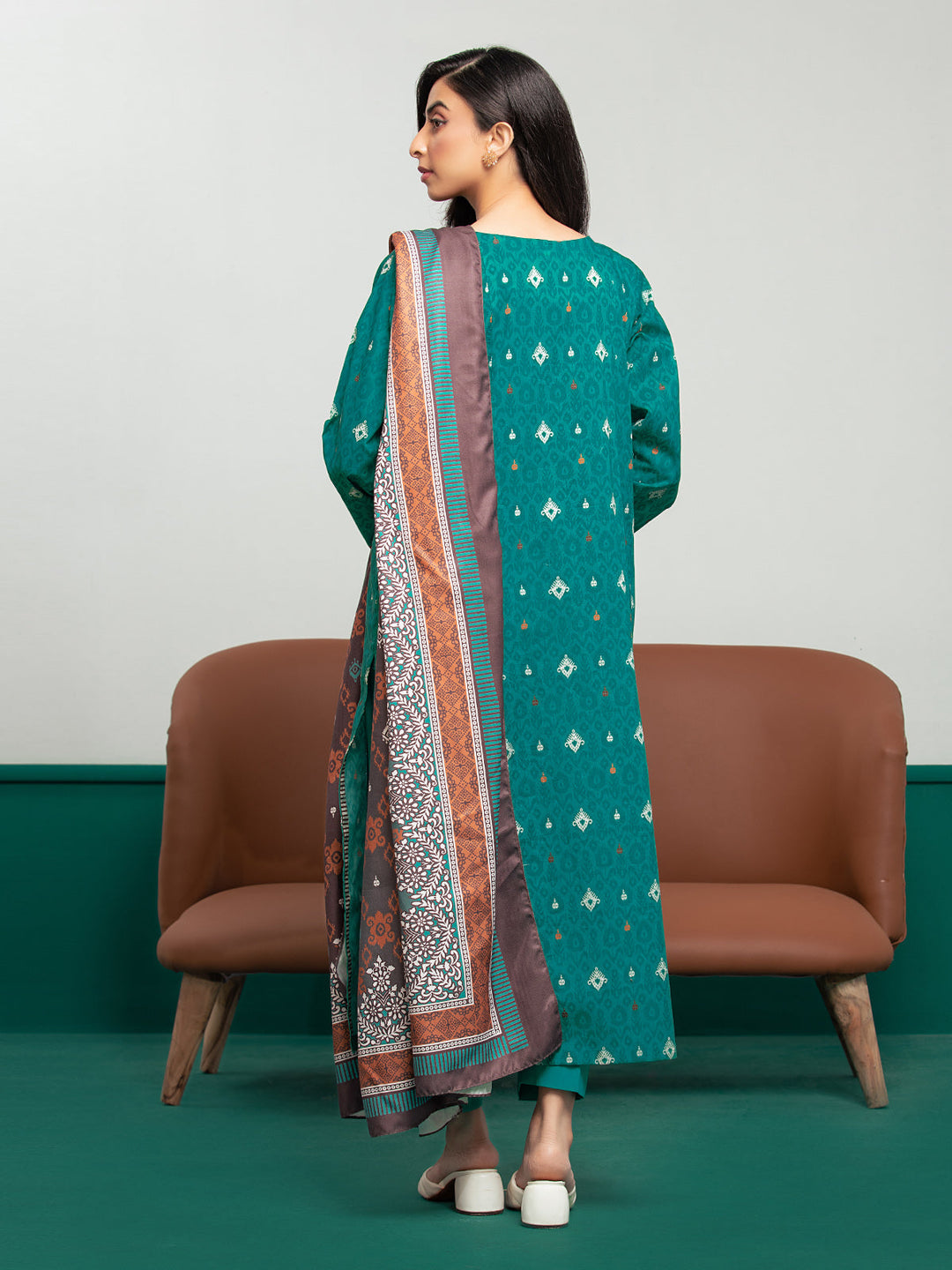 EWU23A3S-27603-3P Unstitched Turquoise Printed Khaddar 3 Piece