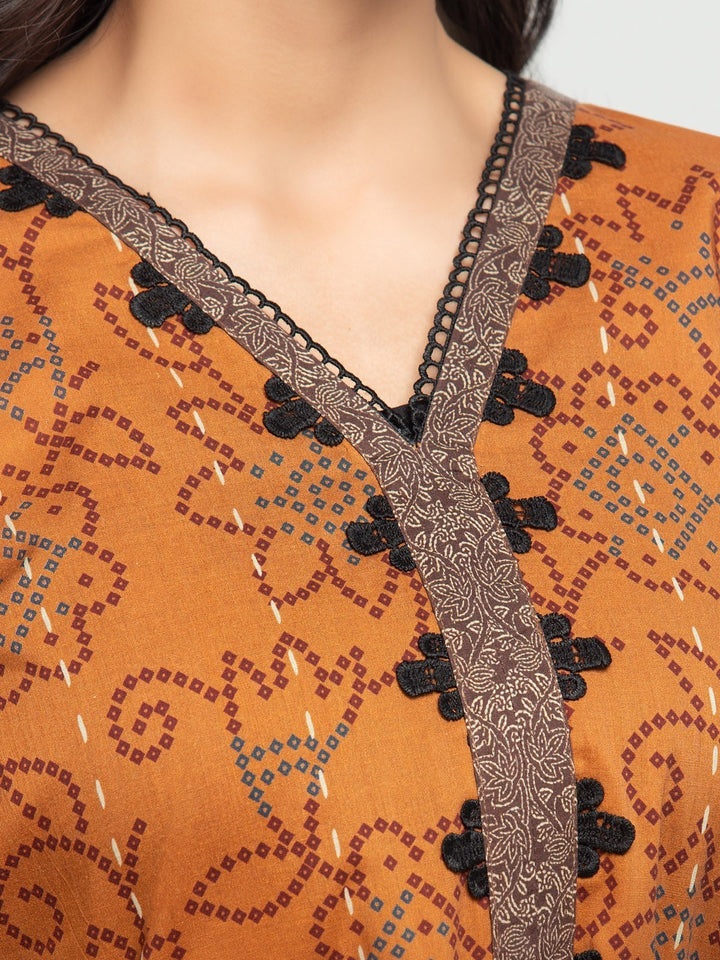 EWU23A3S-27605-3P Unstitched Brown Printed Khaddar 3 Piece