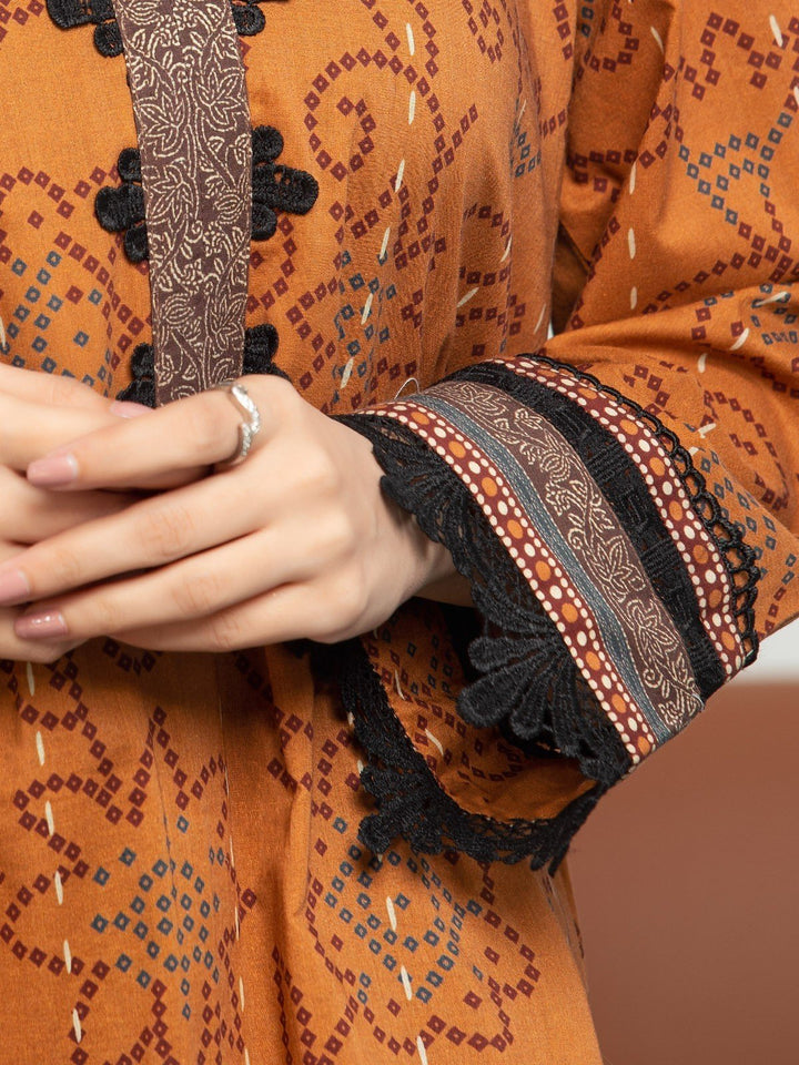 EWU23A3S-27605-3P Unstitched Brown Printed Khaddar 3 Piece