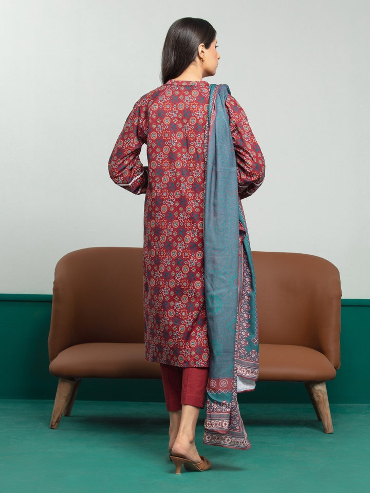 EWU23A3S-27609-3P Unstitched Deep Pink Printed Khaddar 3 Piece